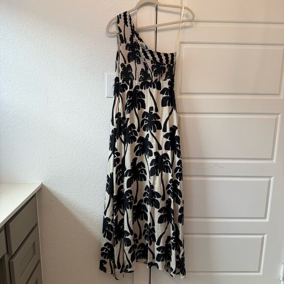 Farm Rio One-Shoulder Linen Palm Tree Dress - Picture 8 of 11